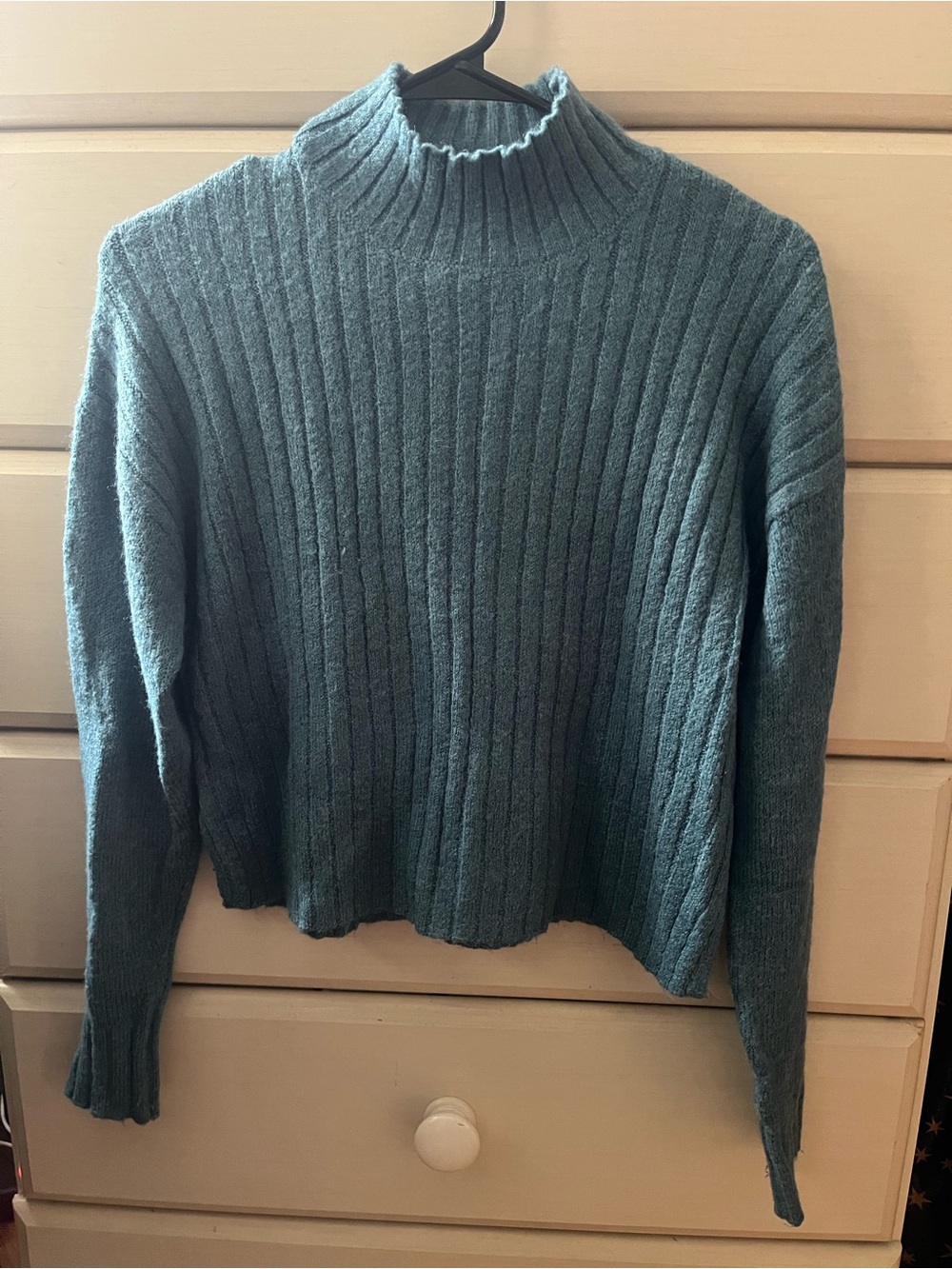 Jessica Simpson Teal Ribbed Mock Neck Sweater